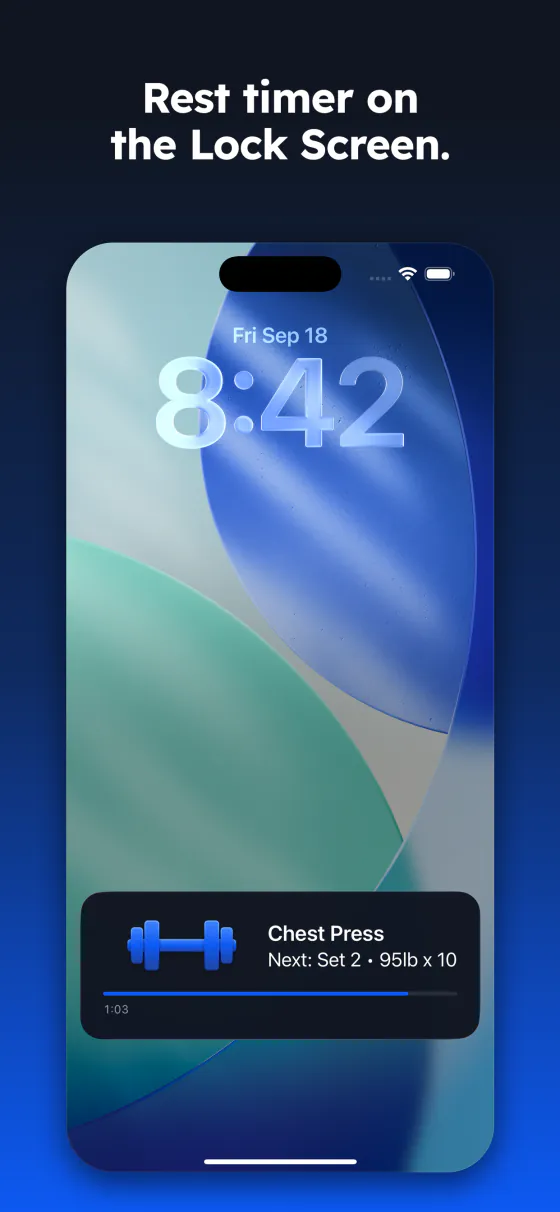 Rest timer Live Activity on the iPhone Lock Screen